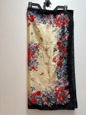 Floral Scarf in Cream, Red & Black